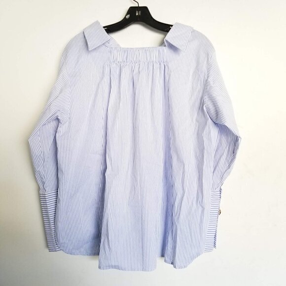 Bellenista Splicing Striped Button Oversized Shirt - Picture 4 of 13